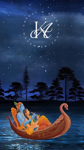 Moonlit Boat Ride Save the Date Template Card Design
