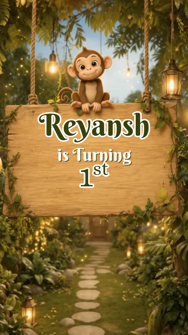 Jungle Safari 1st Birthday Invitation Video for Celebration