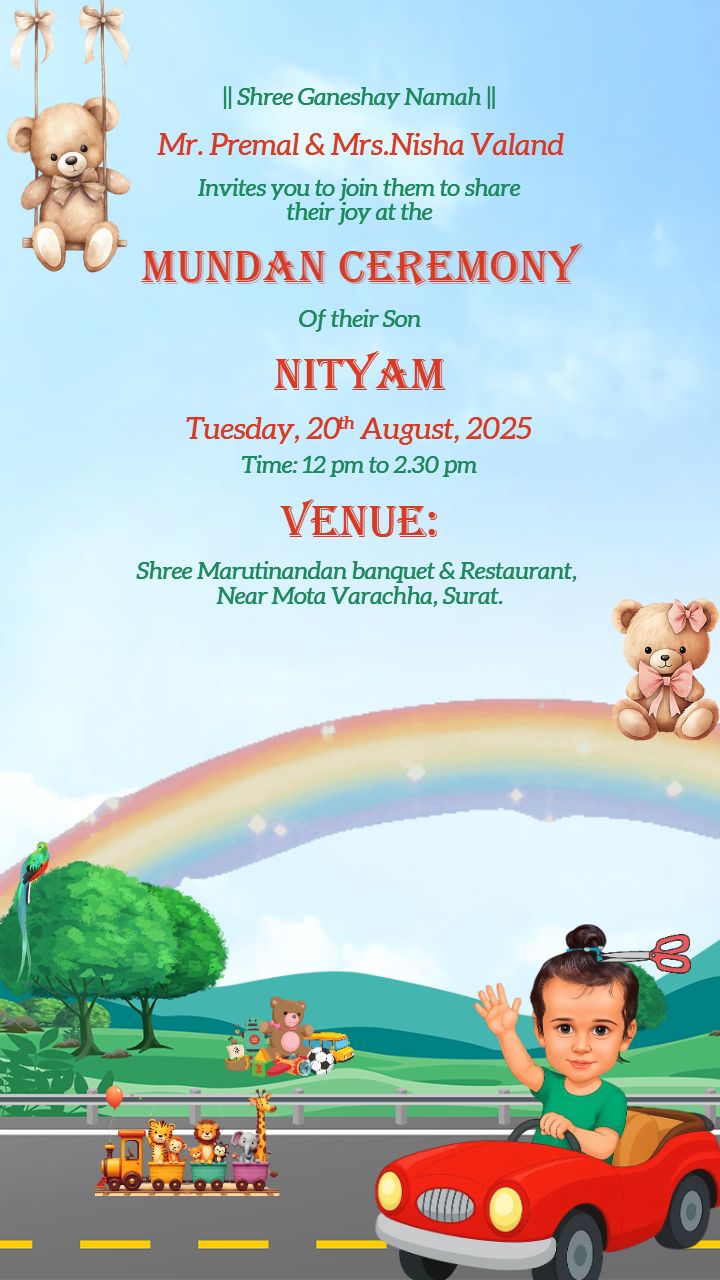 Editable Mundan Video Invitation in English