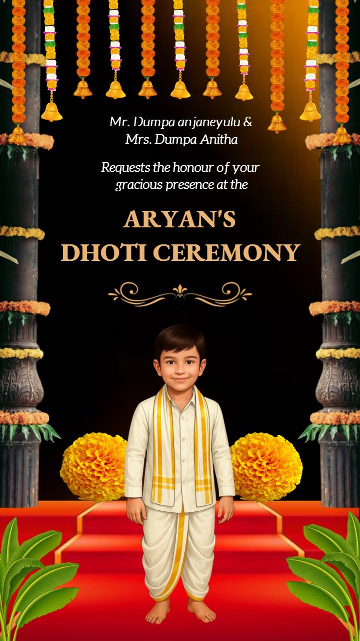 Customize Dhoti Ceremony Invitation for boys