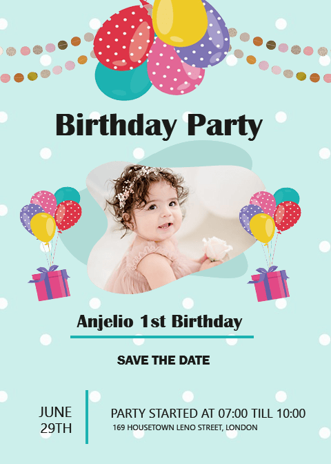 Girl Birthday Party Invitation Card