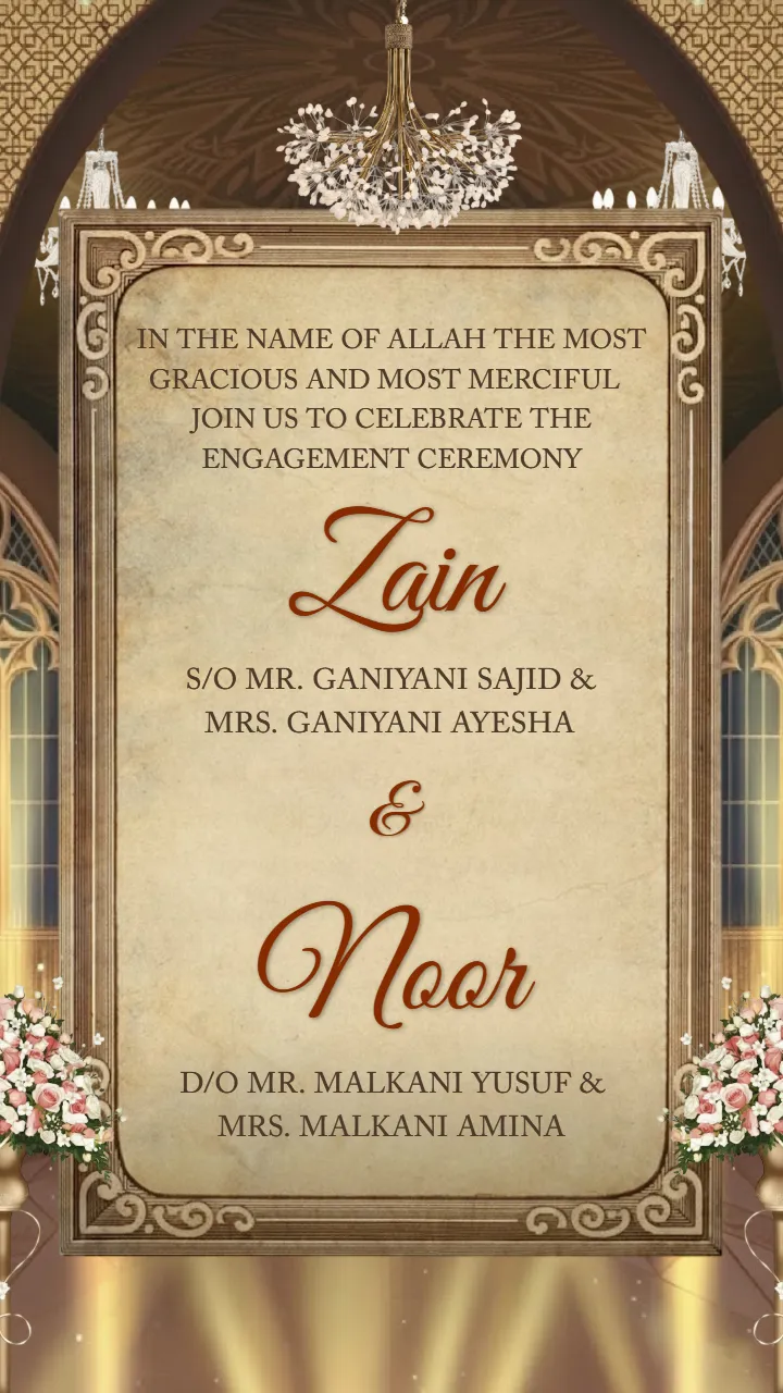 Muslim Engagement Invitation Card with Luxurious Theme