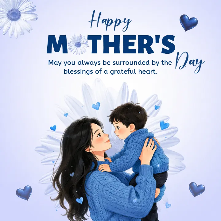 Blue Floral Happy Mothers Day Wishes for Lovely Moms