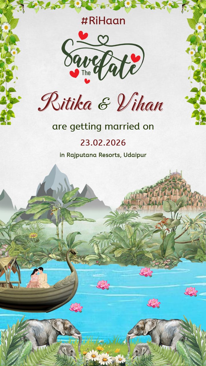 Jungle Theme Save The Date Wedding Card Design