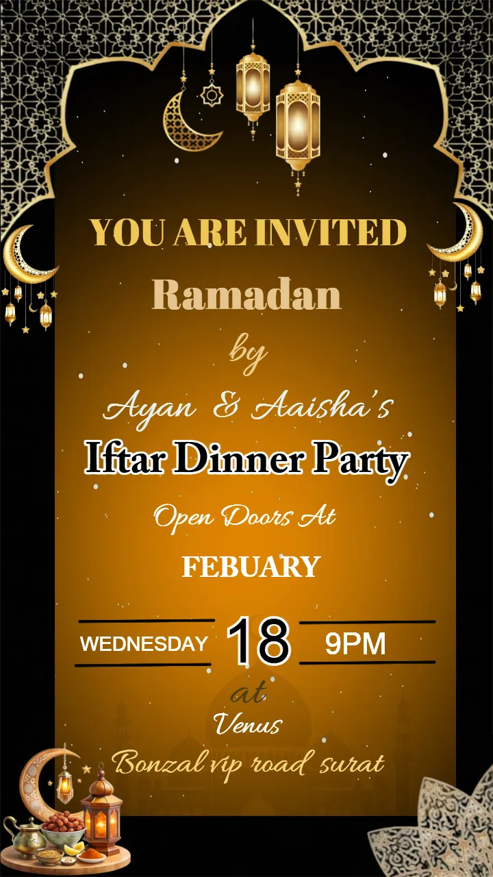 Digital Ramadan Invitation Card English Design for 2026