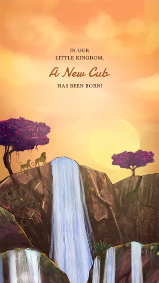 Baby Announcement Templates Nature and Lion Theme