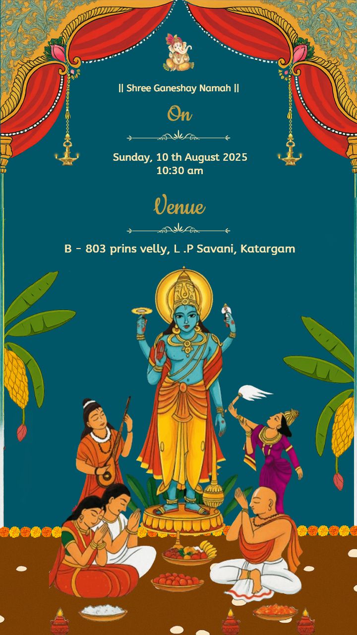 Satyanarayan Puja Template with Vishnu Theme