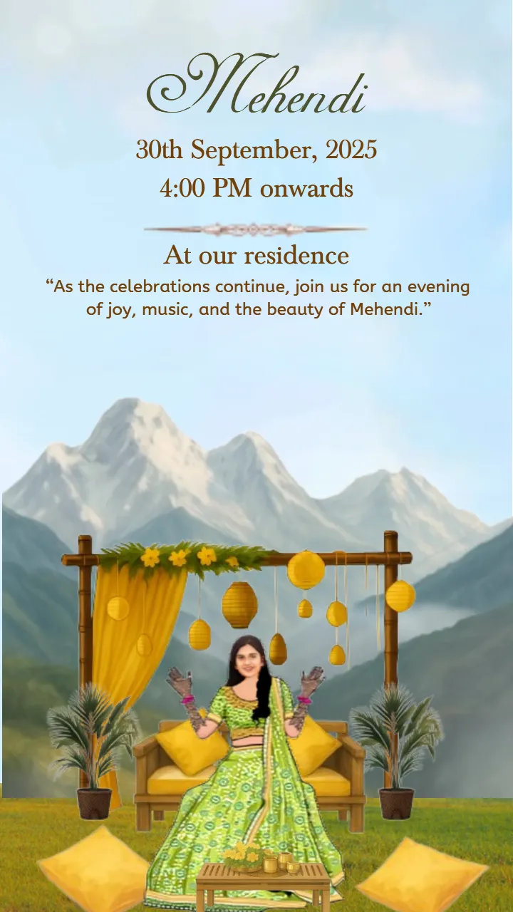 Mountain View Royal Wedding Invitation Card Online