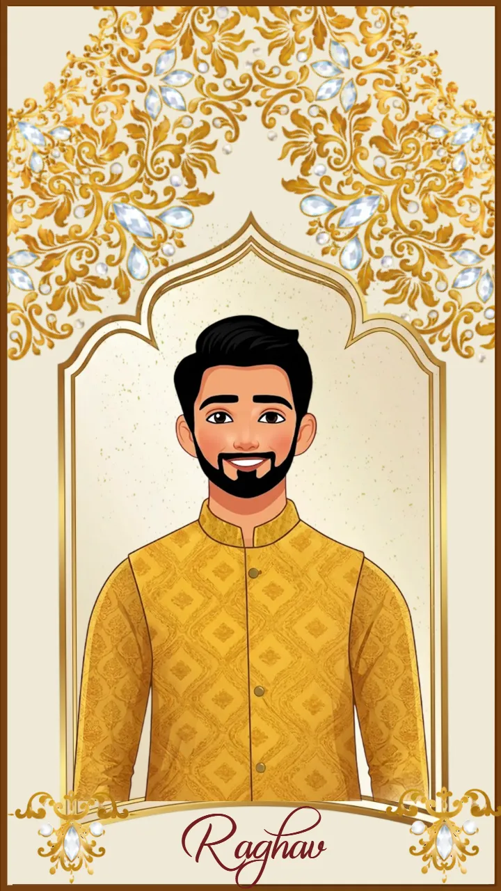 Muslim Wedding Invitations Video with Ornamental Gold Art