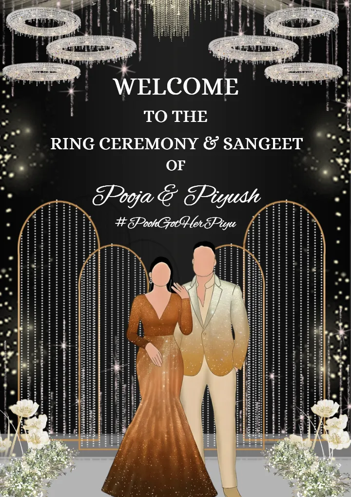 Ring Ceremony Standy with Elegant Black and Gold Theme