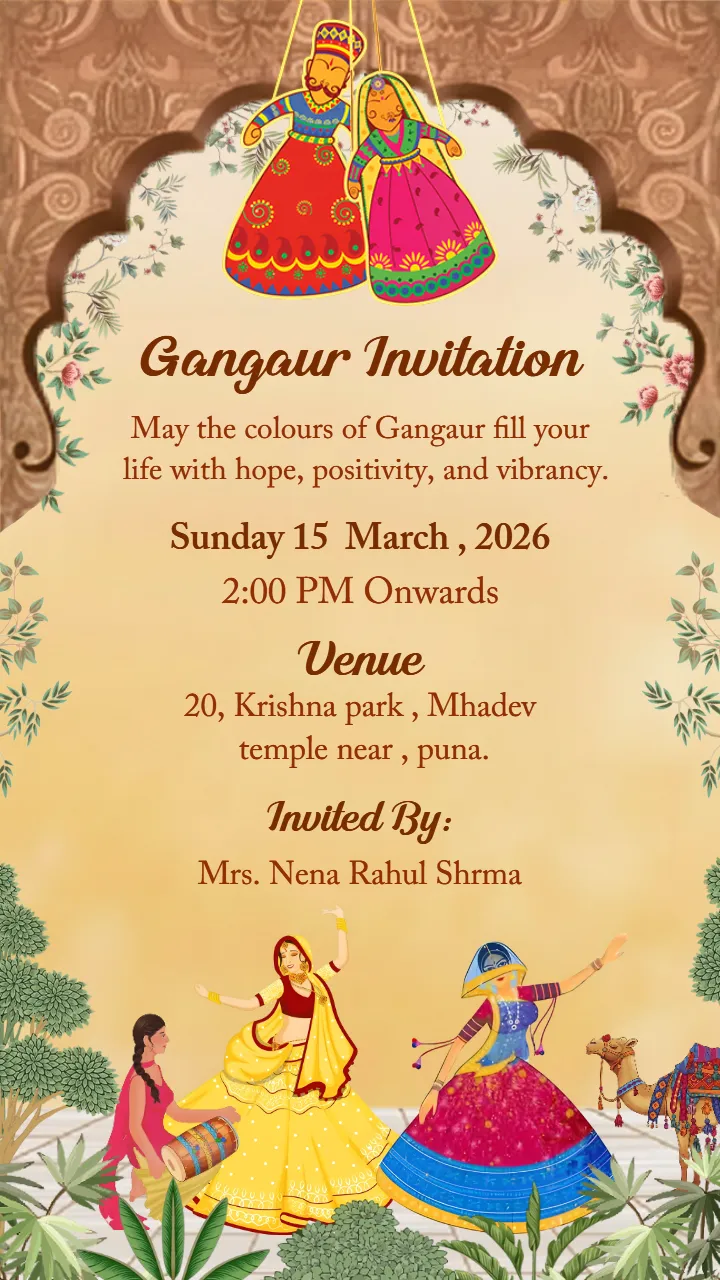 Beautiful Gangaur Pooja Invitation Idea for 2026 Celebration