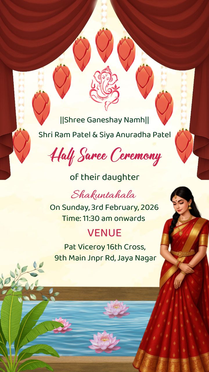 Customize Your Own Beautiful Half Saree Invitation