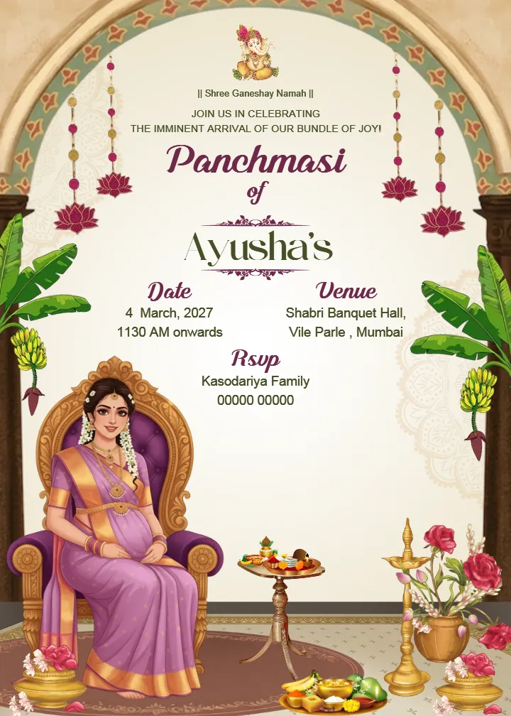 Custom Panchmasi Ceremony Invitation Card for Baby Event