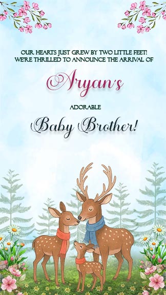 Baby Brother Announcement Cute Nature Card Design
