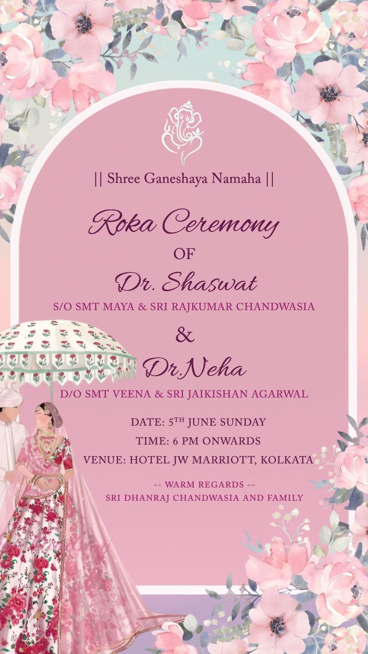 Soft Floral Roka Ceremony Featuring Couple in Ethnic Attire