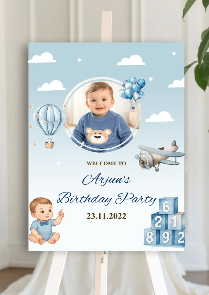 Custom Birthday Welcome Board Design for Kids Party