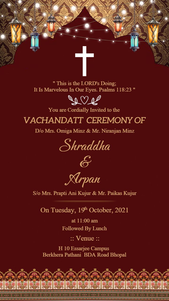 Exclusive Vachandatt Ceremony Card with Floral Borders