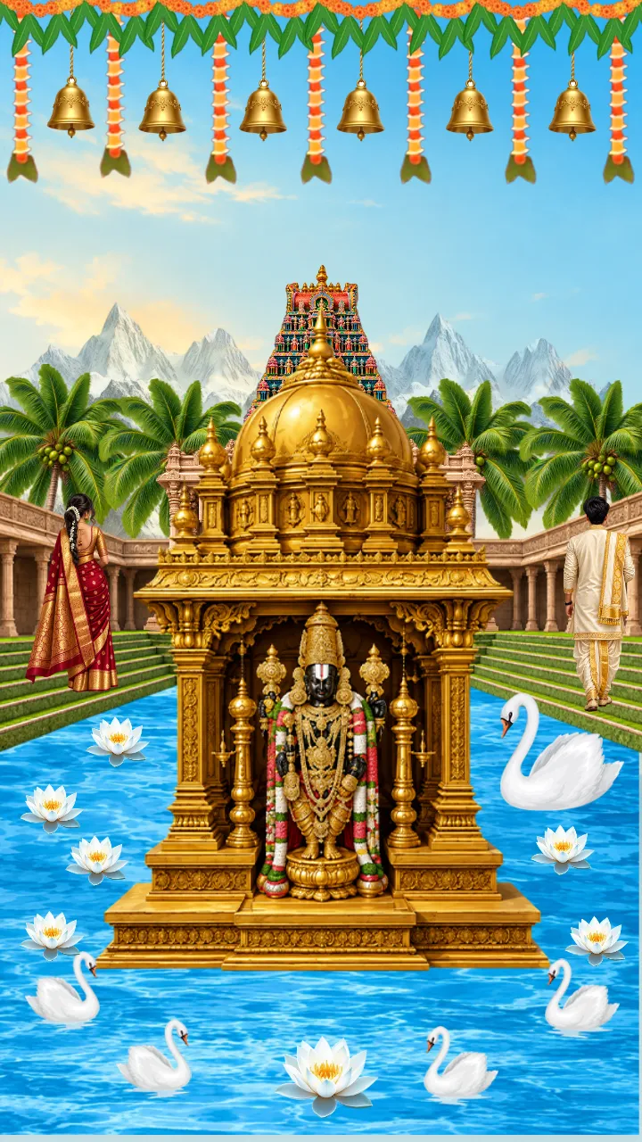 Telugu Wedding Invitation Video with Temple and Lotus Beauty