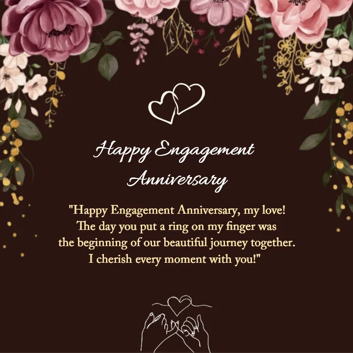 Happy Engagement Anniversary My Love Wishes Elegant Theme