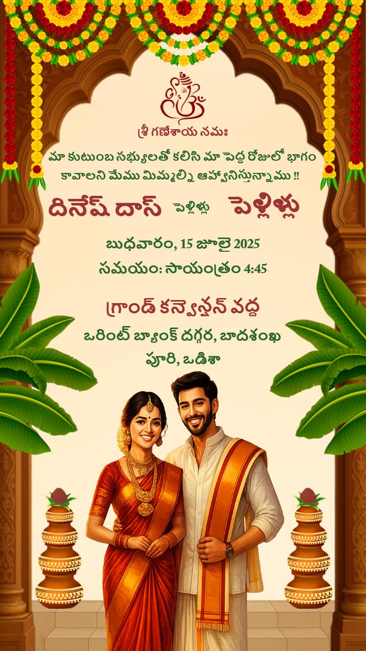 Bright Cultural Style for Tamil Wedding Invitations