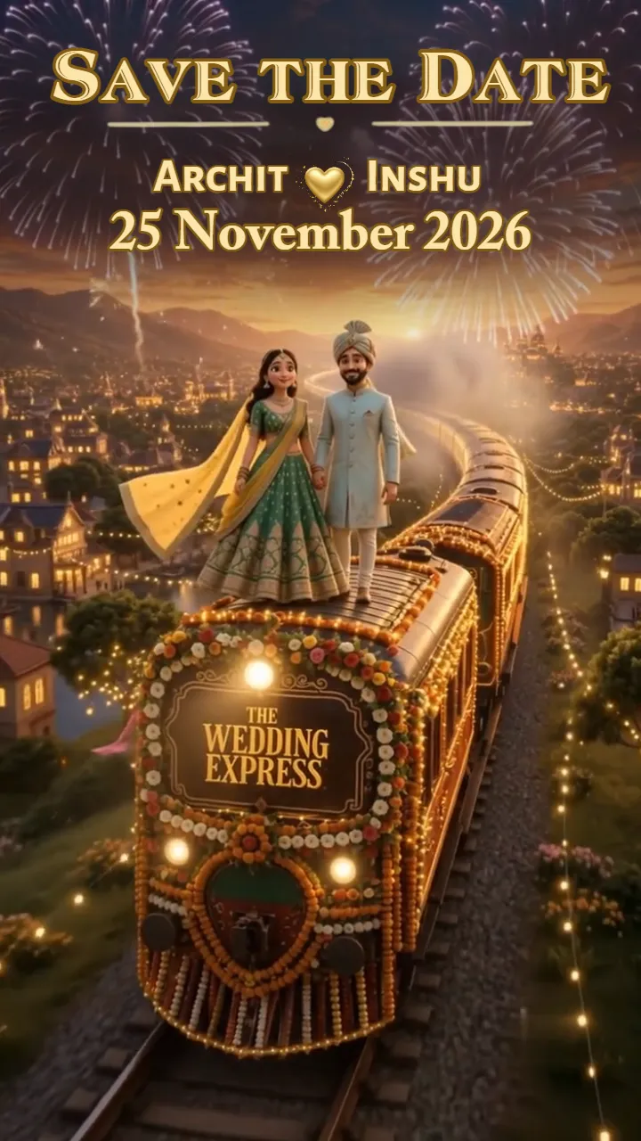 3D Save the Date Video for Animated Train Invitation Theme