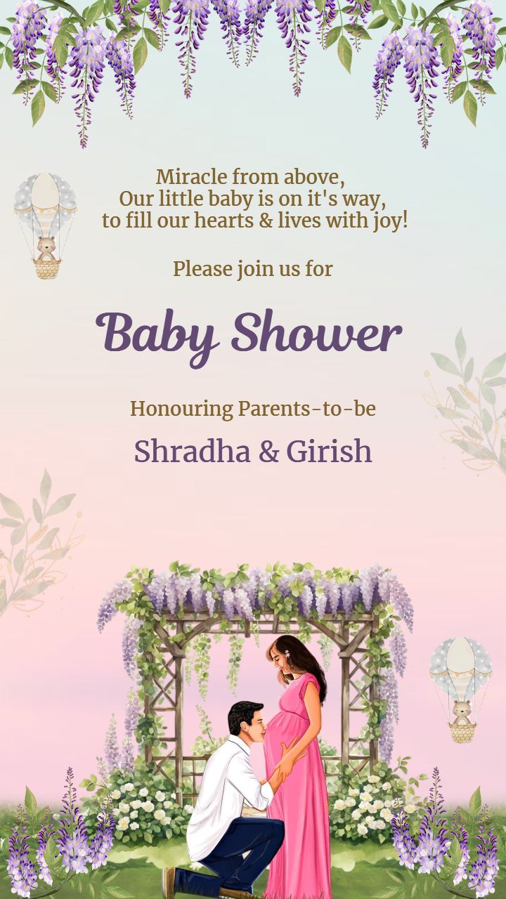 Baby Shower Video in English with Caricature Love Theme