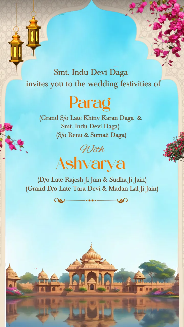 Wedding Invitation Template with Royal Rajasthani Theme