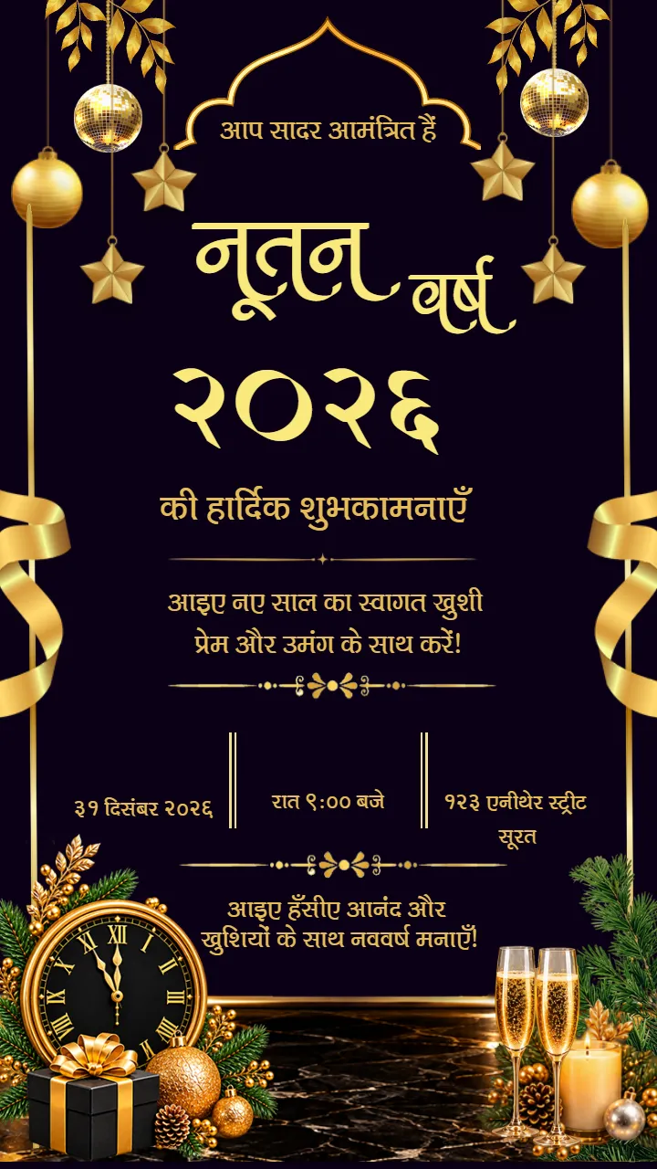 New Year Invitation Card Maker to Create and Download Design
