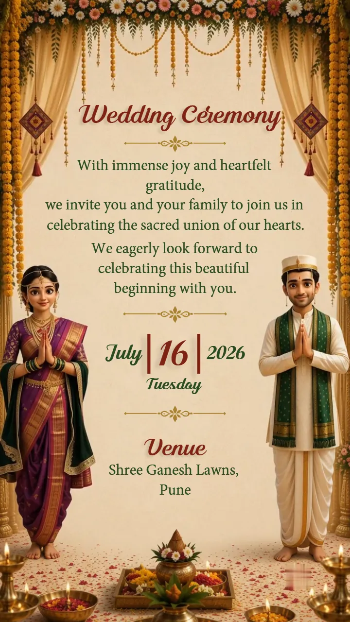 3D Marathi Wedding Invitation Video for Traditional Wedding