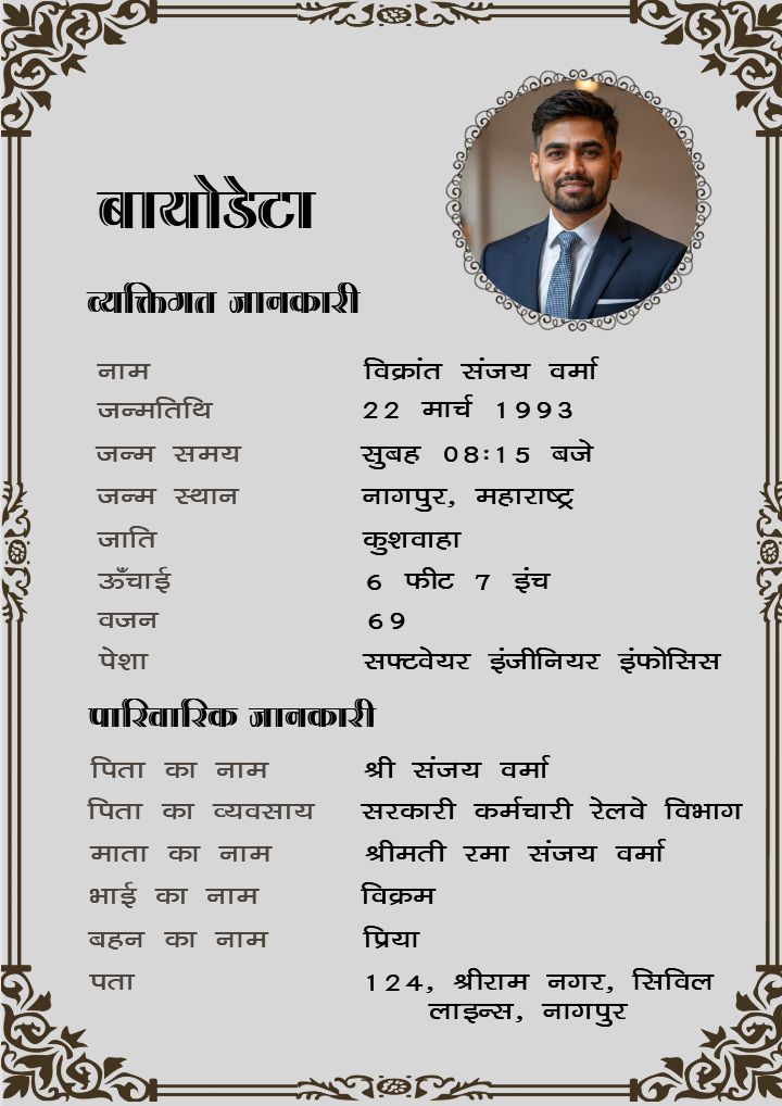 Biodata for Marriage in Hindi with Stylish Format