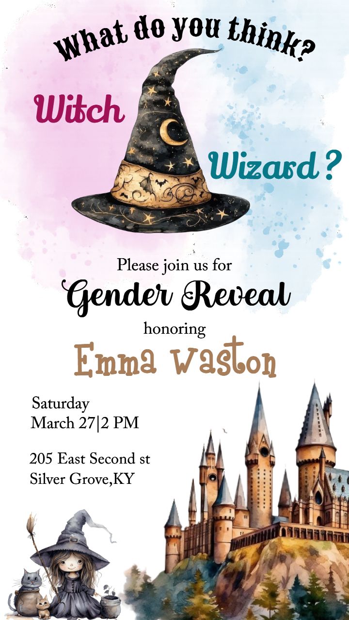 Harry Potter Gender Reveal Invitation with Emma Watson