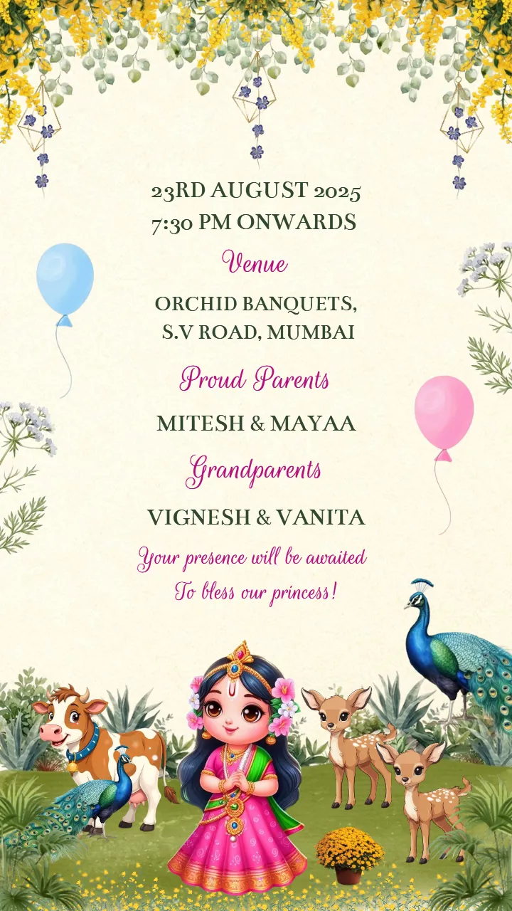 Best 1st Birthday invitation Video with BeautifulLotus Theme