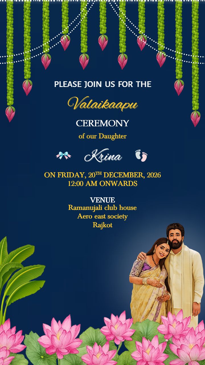 Valaikappu Invitation Video Template with Floral Design