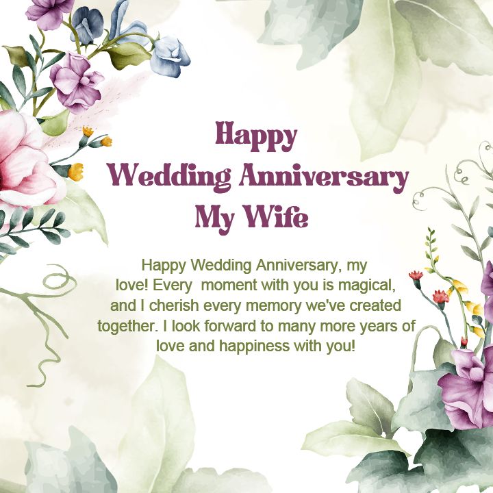 Floral Theme Anniversary Wishes Template For Wife