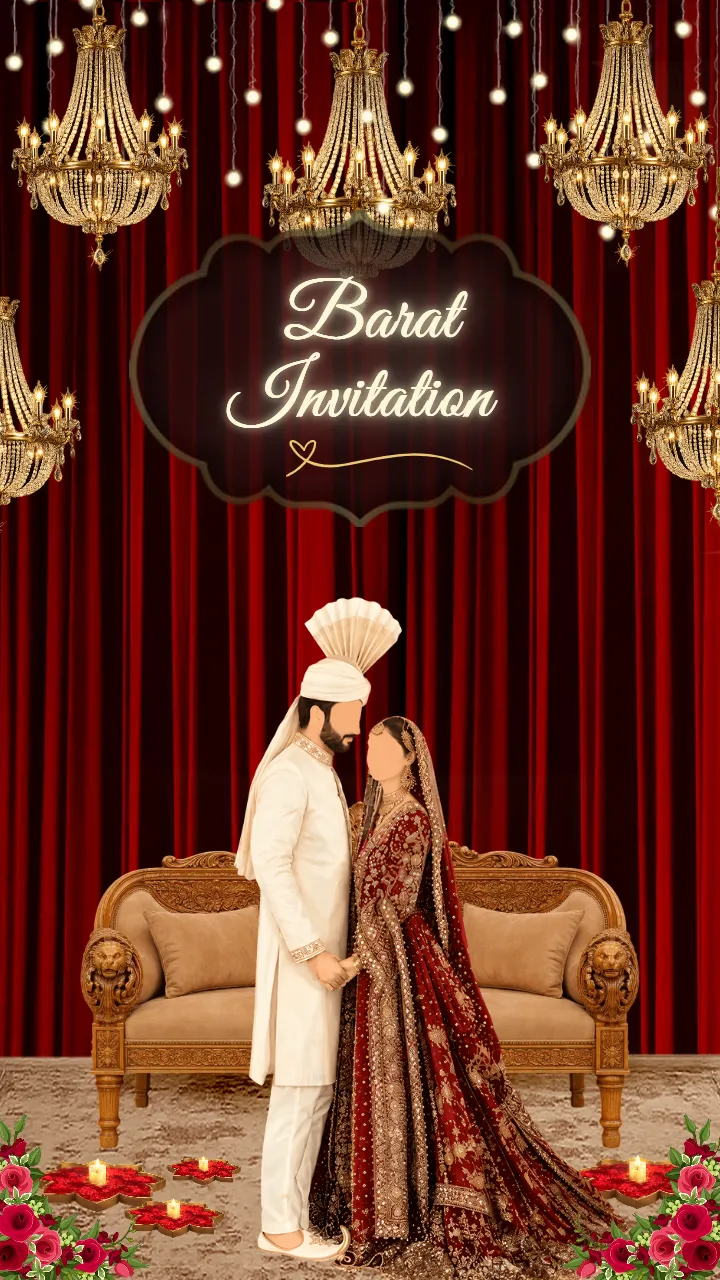 Barat Ceremony Invitation Template for Royal Wedding Events
