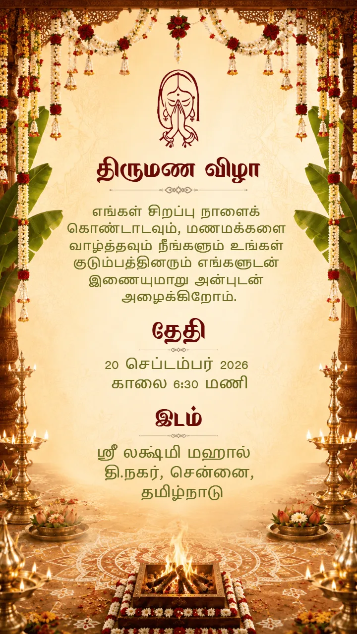 3D Tamil Wedding Invitation Video in South Indian Style