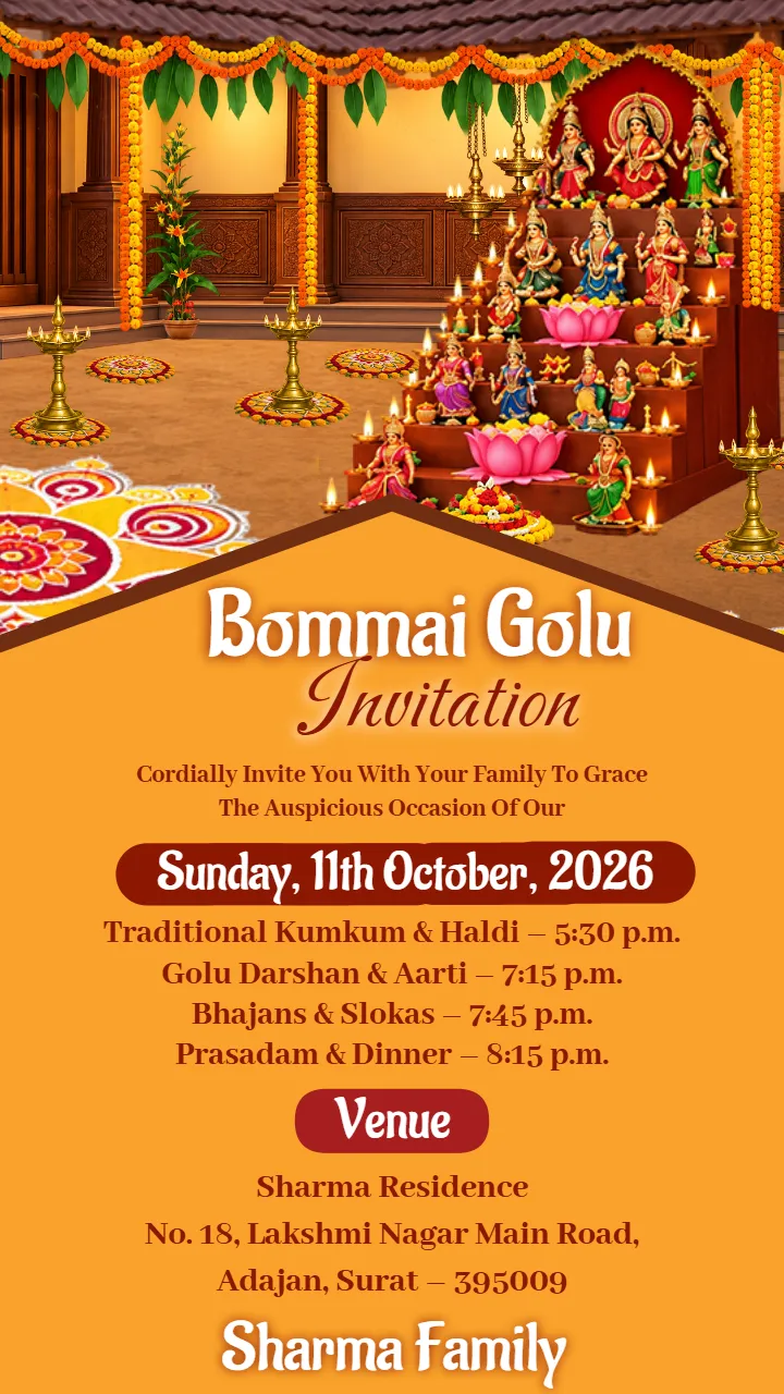Bommai Golu Invitation Card Designs for Navratri