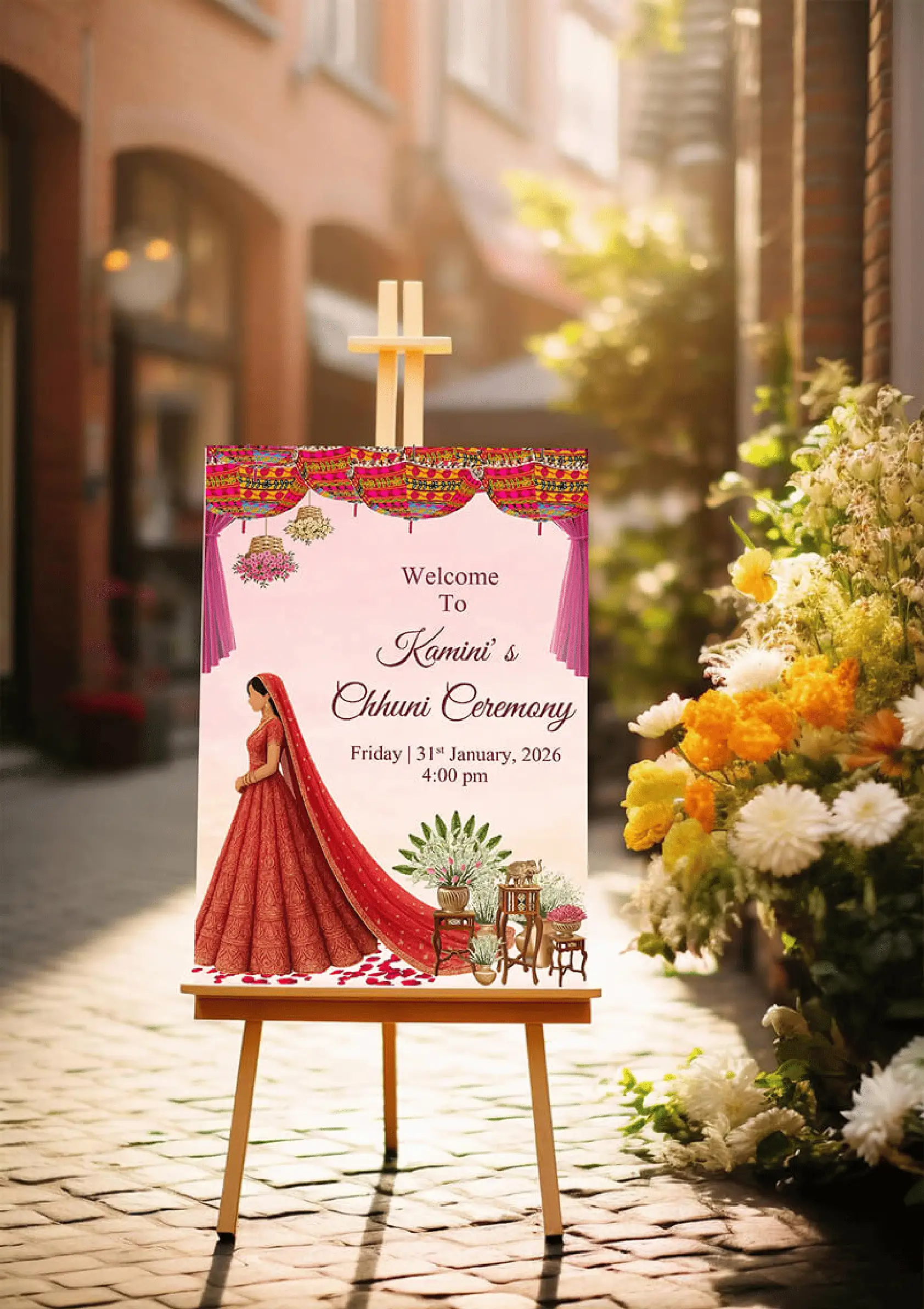 Stylish Punjabi Bride Chunni Ceremony Welcome Board