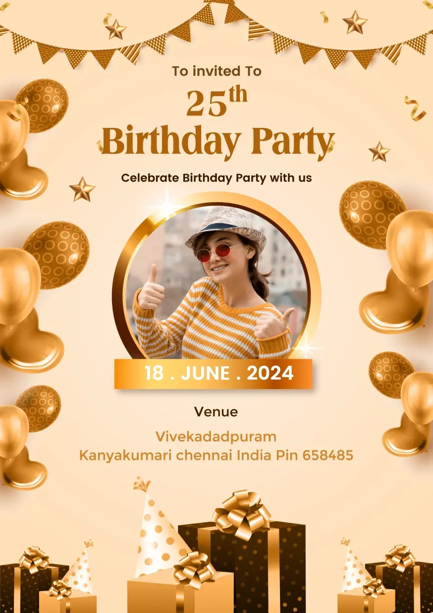 25th Birthday Invitation Template in Yellow Theme