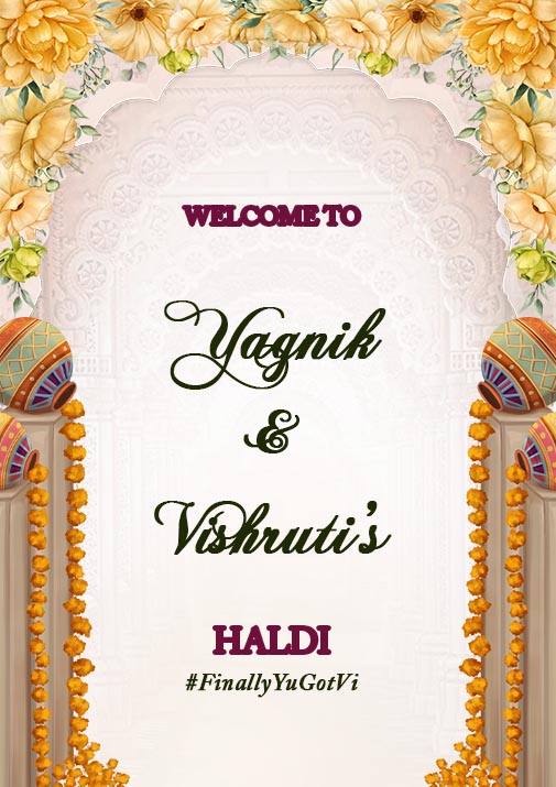 Flower Theme Haldi Ceremony Welcome Board