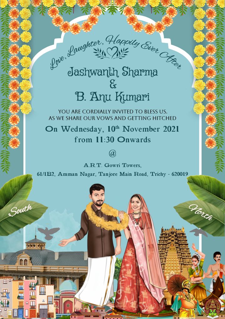 Elegant Wedding Invitation design with cultural charm
