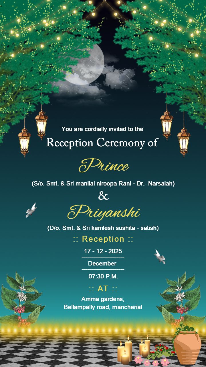 Beautiful Night Theme English Wedding Invitation Card