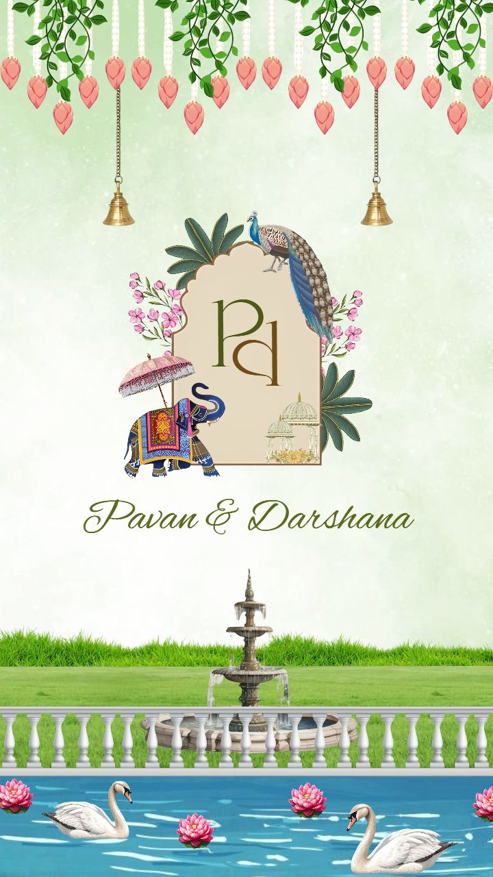 Lotus Pond Digital Wedding Invitation Video For Couples