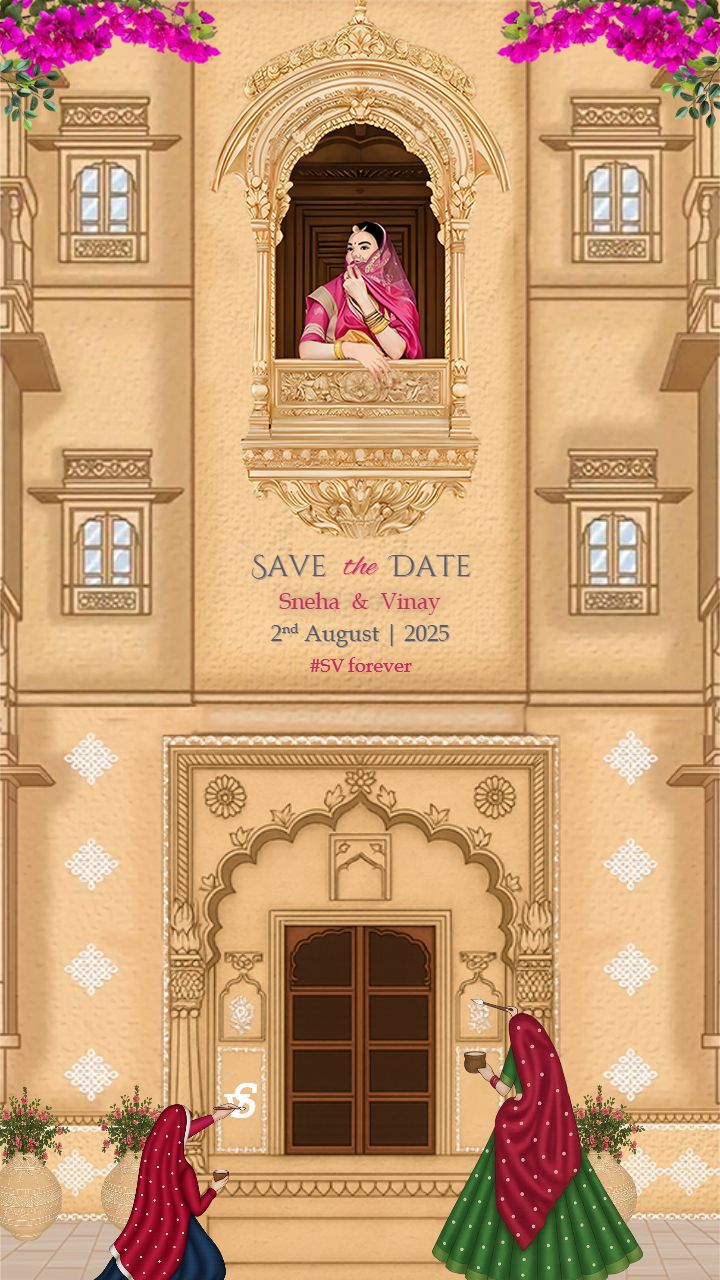 Vintage Rajasthani Save the date Templates Online