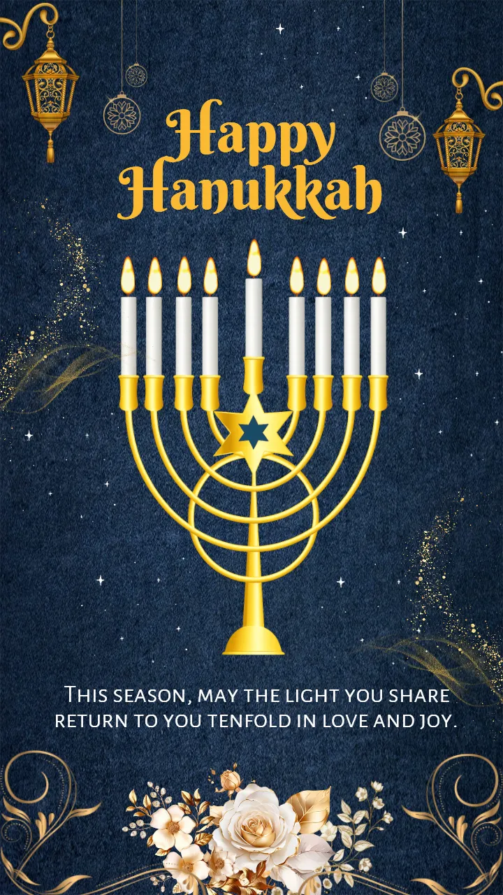 Happy Hanukkah Status Video With Sparkling Festival Theme