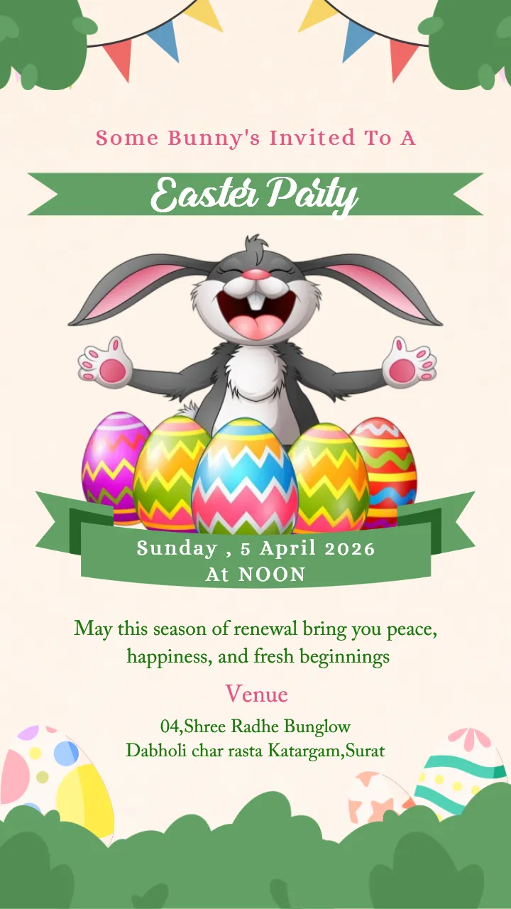 Editable Happy Easter Party Invitation Card in English HD