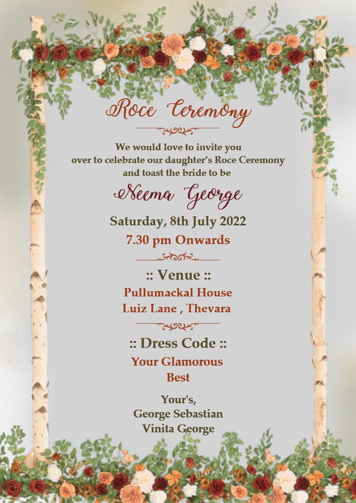 Rustic Floral Roce Ceremony Invitation with Natural Charm
