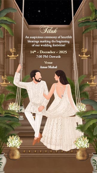 Traditional Wedding Invitation Template with Couple Backview