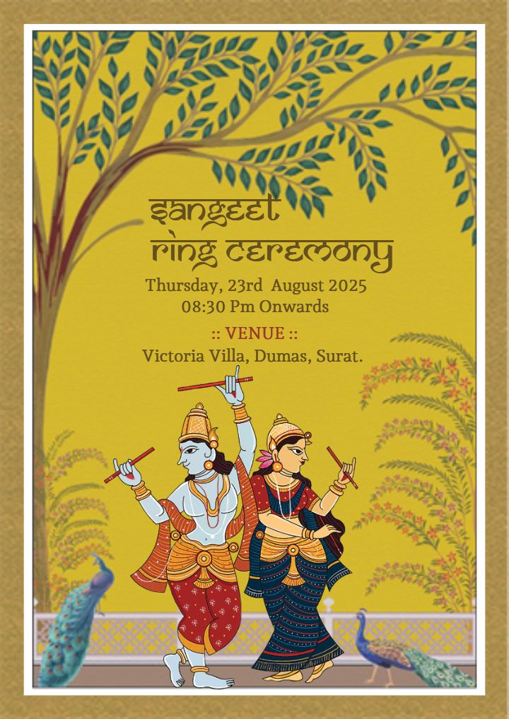 Wedding Invitation Card In Traditional Indian Cultural Theme