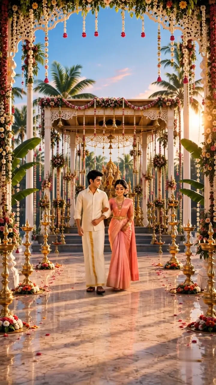 Temple Theme 3D South Indian Engagement Invitation Video